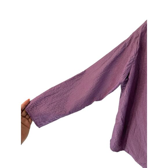 Eileen Fisher Blazer Purple Open Lightweight Silk Stitched Relaxed Mature Sie XL - Picture 7 of 11